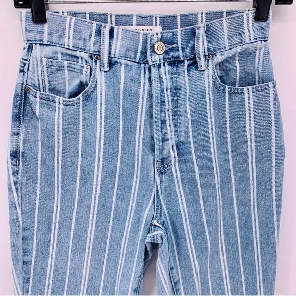 Pacsun High Rise Straight Striped Cropped Jeans Womens Size 25 - Picture 2 of 11